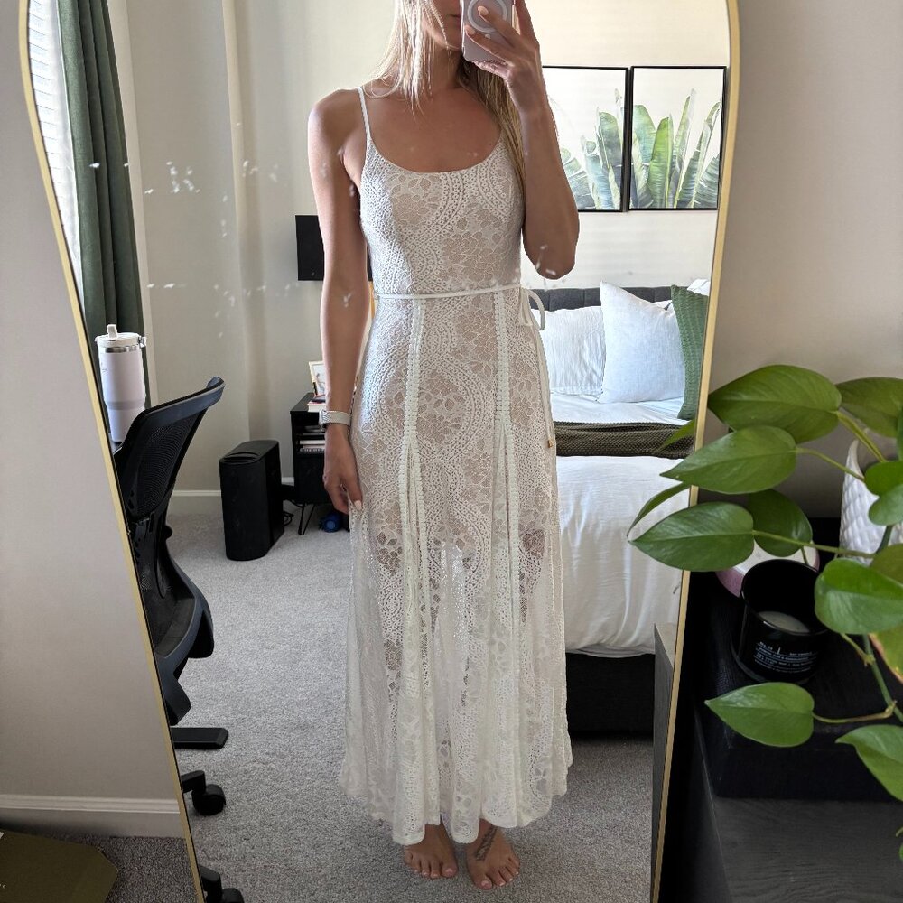 Palm Springs Lace Overlay Maxi Dress White.